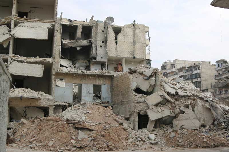 Ruines d'immeubles à Alep, en Syrie.
